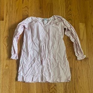 Girl's Twill Delphine Nightgown in Antique Red Ticking Size 7